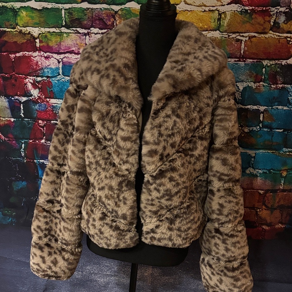 Sofia by Sofia Vergara Animal Print Teddy Jacket